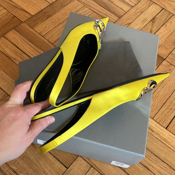 Balenciaga Knife logo-embellished satin point-toe flats - size 37.5 - Picture 14 of 15